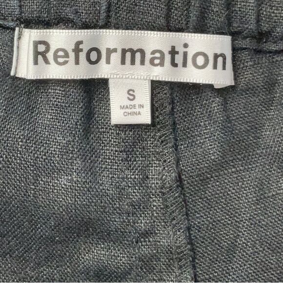 Reformation Mateo Pant 100% Linen Black Multi Cargo Pocket Wide Leg Trousers Sm - Picture 5 of 8